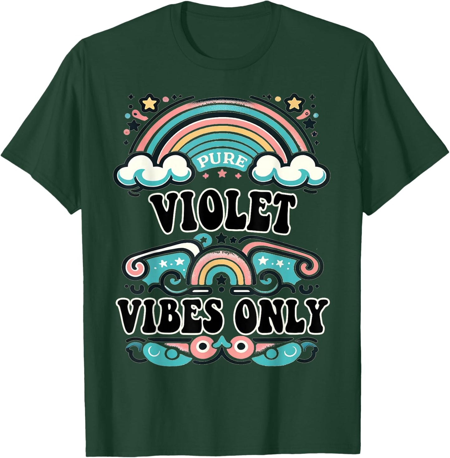 VIOLET Vibes Only Cute Retro Girls VIOLET Name T-Shirt - T-Shirt | Forest
