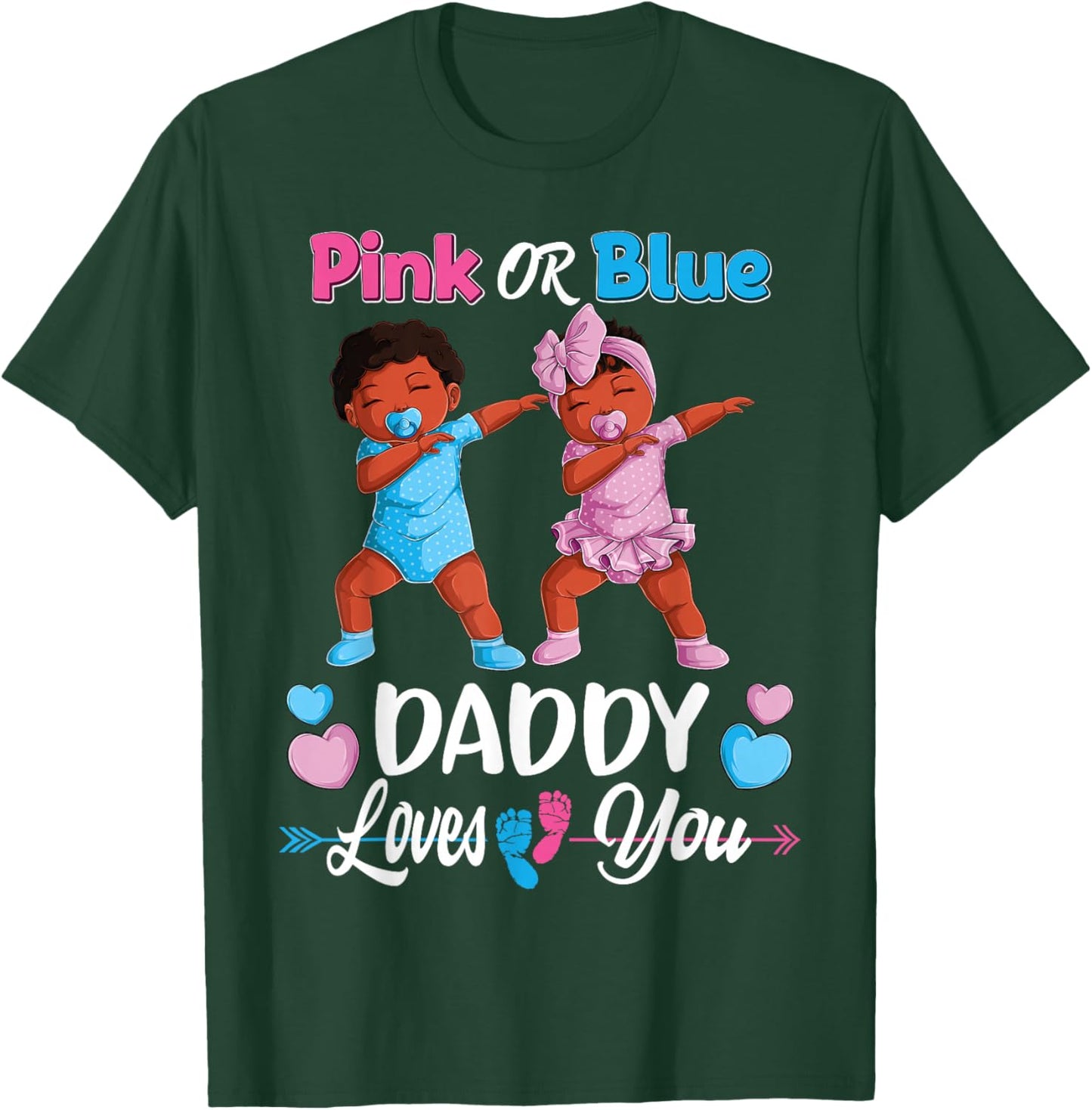 Pink Or Blue Daddy Loves You Black Baby Gender Reveal Party Small T-Shirt - T-Shirt | Forest