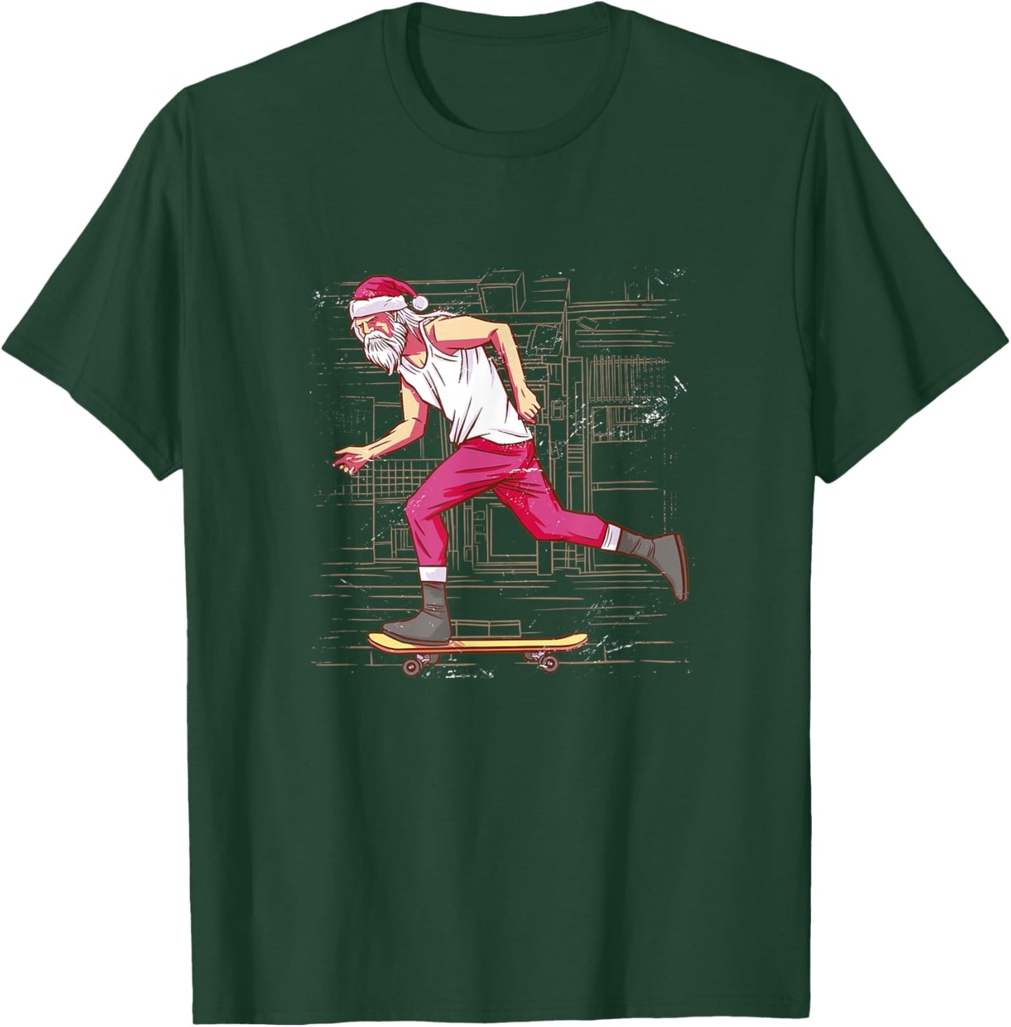 Skateboarding Santa Christmas Skateboard Holidays Sport T-Shirt - T-Shirt | Forest