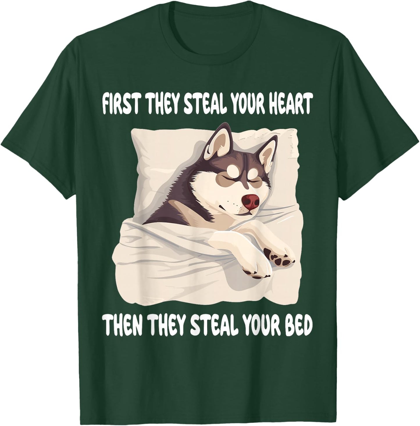 Husky Sleeping Pajamas Nightgown T-Shirt - T-Shirt | Forest