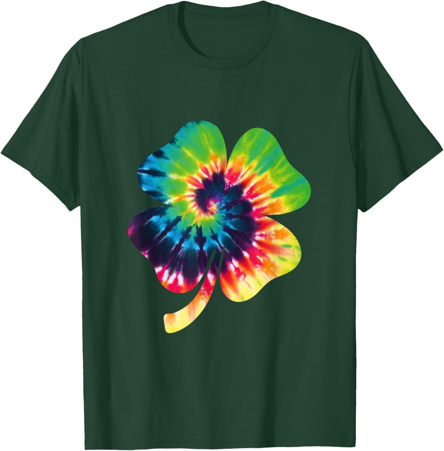 Shamrock Tie Dye Happy St Patrick's Day Hippie Clover T-Shirt - T-Shirt | Forest