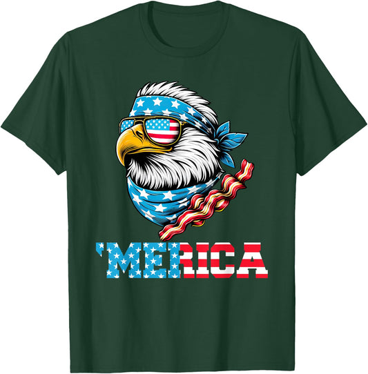 Merican Patriotic Apparel July 4th Celebrations USA Pride T-Shirt - T-Shirt | Forest