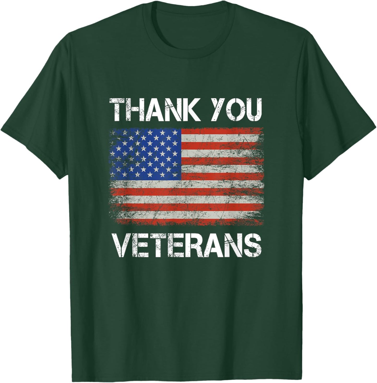 Thank You veterans American Flag - Patriotic Kids Men Women T-Shirt - T-Shirt | Forest