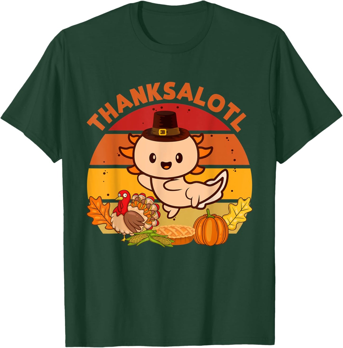 Thanksgiving Axolotl Thanksalotl Salamander Turkey T-Shirt - T-Shirt | Forest