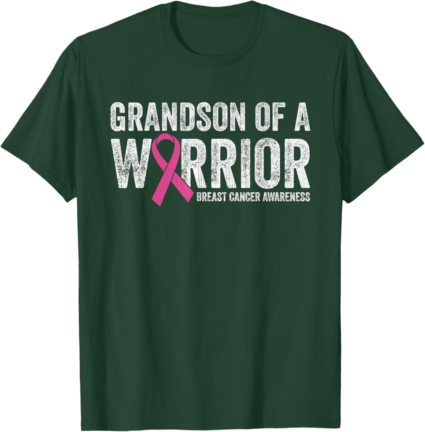 Breast Cancer Awareness Pink Ribbon Grandson Of A Warrior T-Shirt - T-Shirt | Forest
