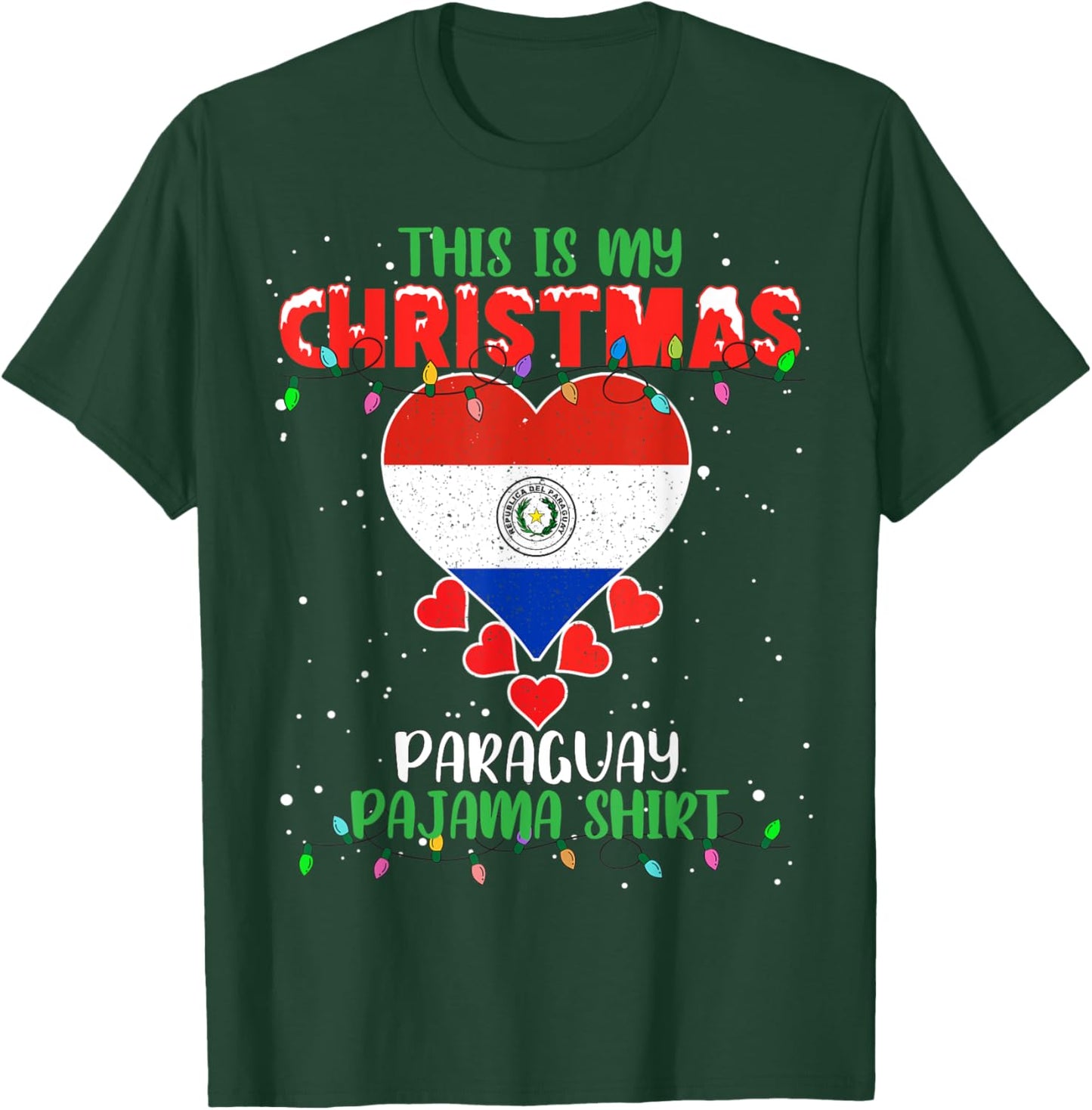 This Is My Christmas Lights Love Paraguay Flag Pajama T-Shirt - T-Shirt | Forest