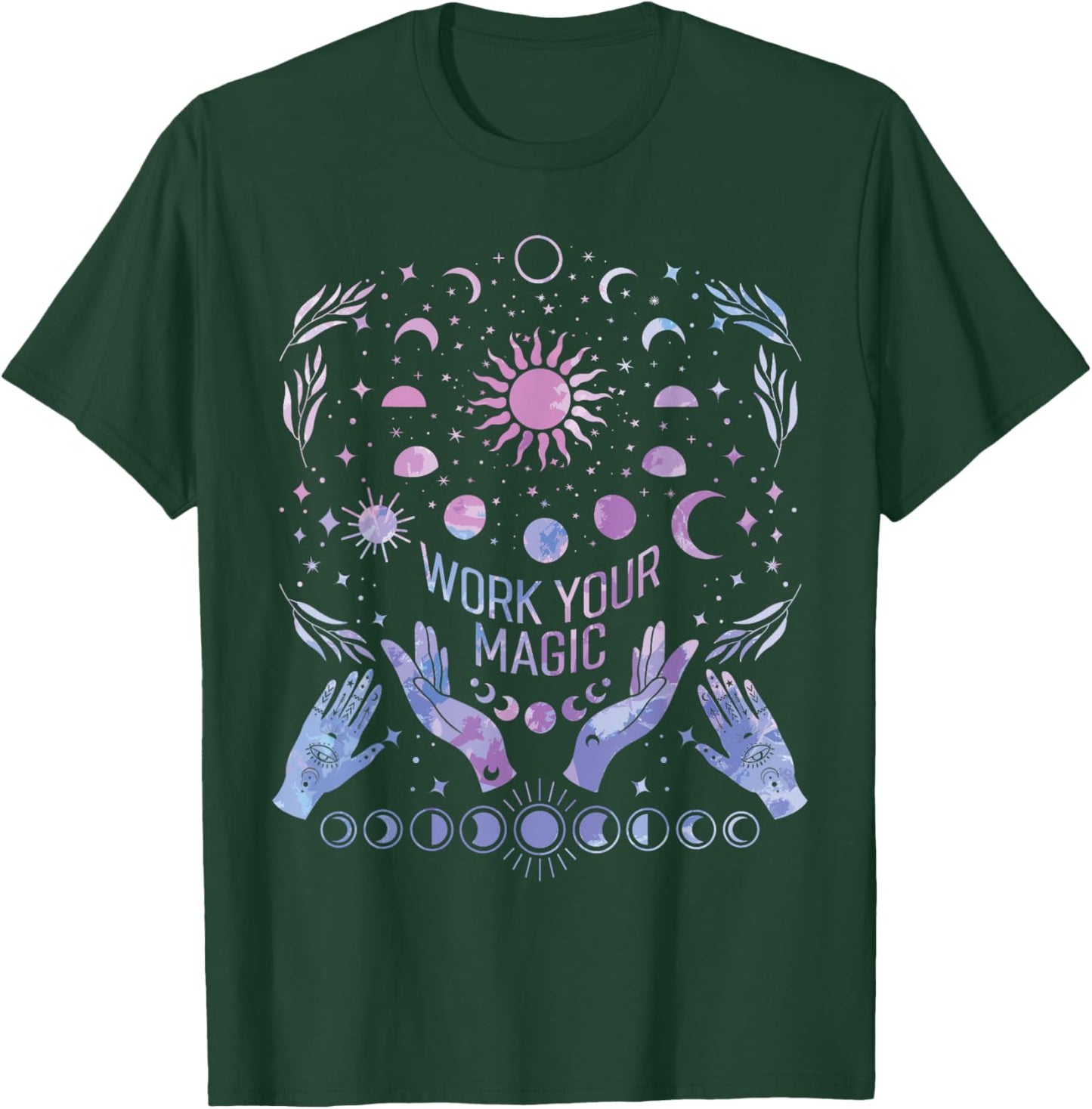 Witchcraft Celestial Sun Moon Witchy Wiccan Magick Magic T-Shirt - T-Shirt | Forest