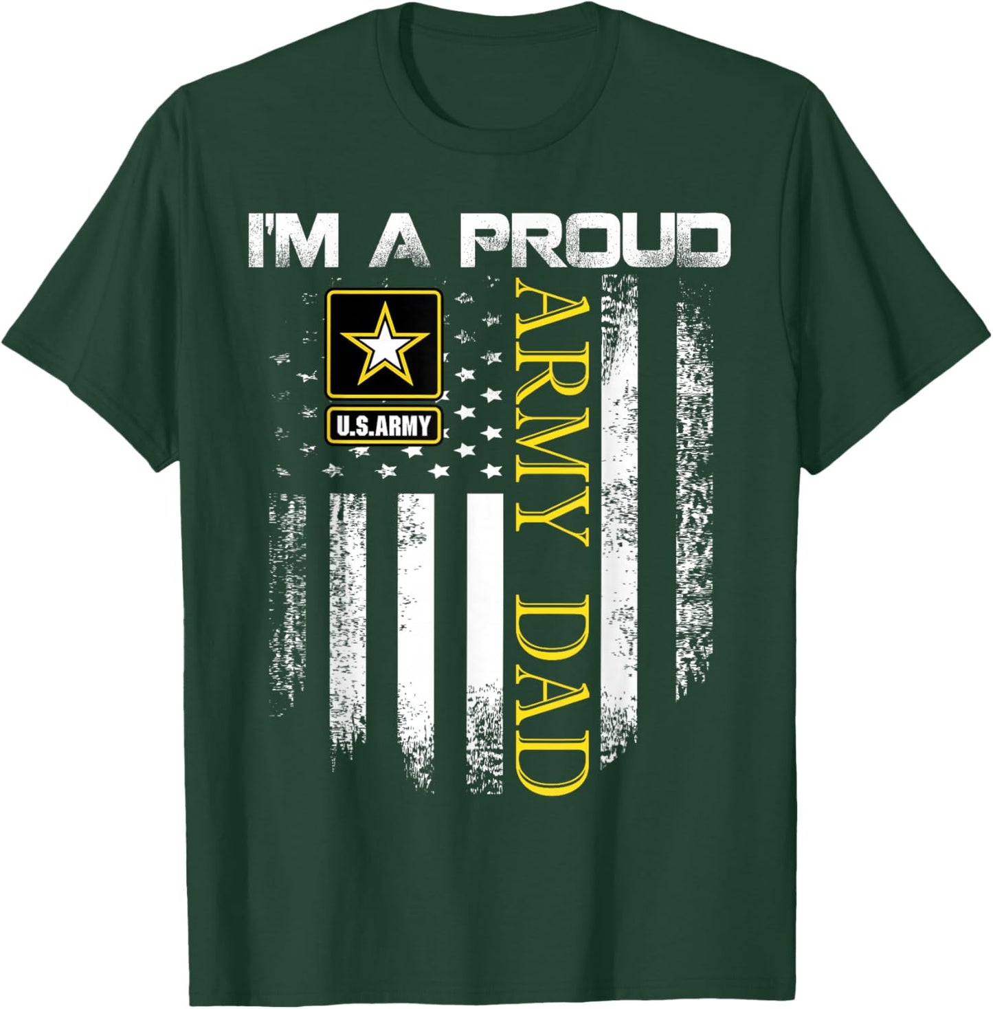 Vintage I'm A Proud Army Dad With American Flag Gift T-Shirt - T-Shirt | Forest