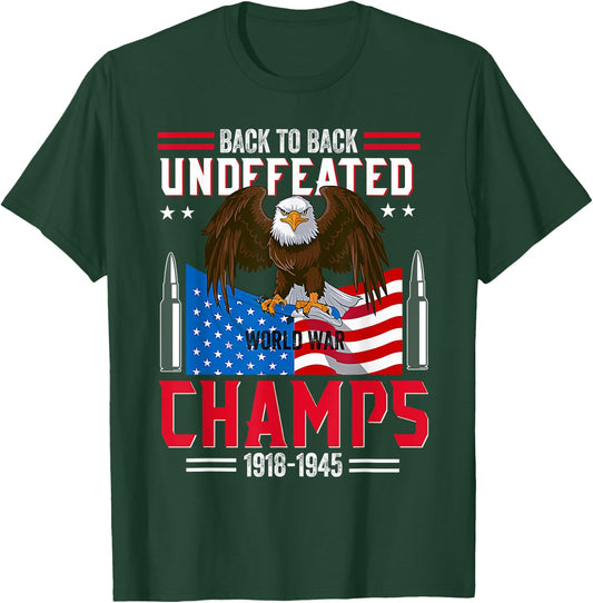 Back to back undefeated world war Champs American Patriotic Men T-Shirt - T-Shirt | Forest
