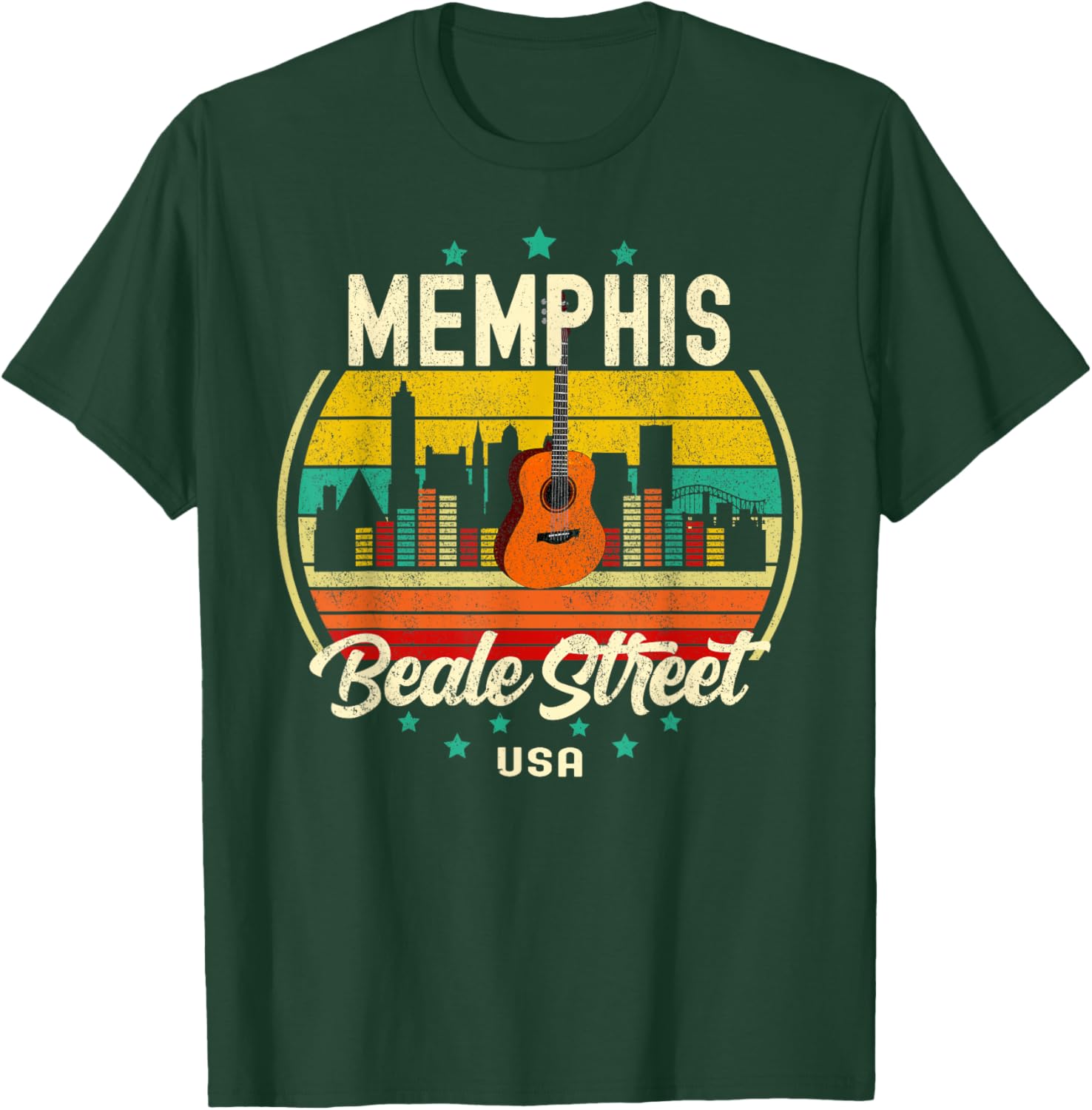 Memphis Beale Street Blues Music Vintage Guitar Music Retro T-Shirt - T-Shirt | Forest