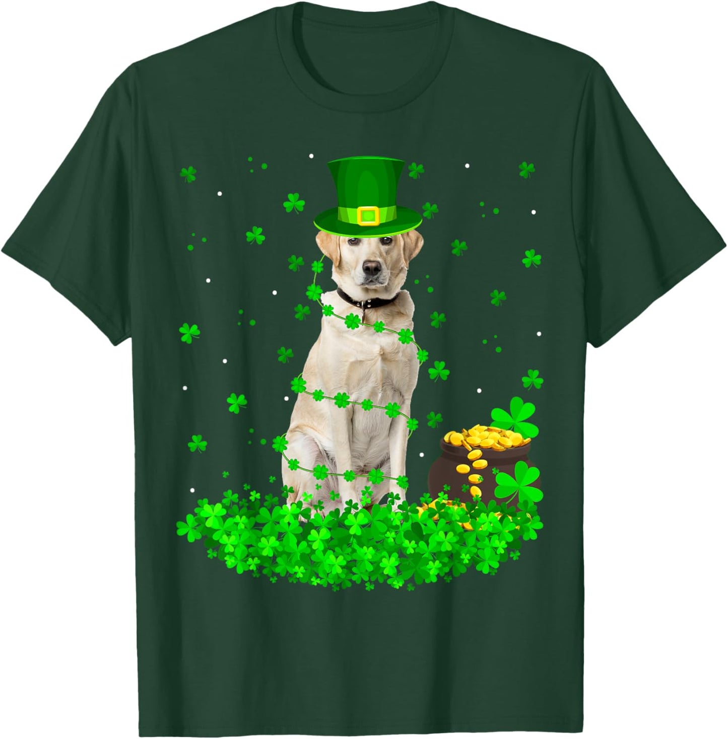 Funny Shamrock Leprechaun Hat Labrador Dog St. Patrick's Day Women Kids T-Shirt - T-Shirt | Forest