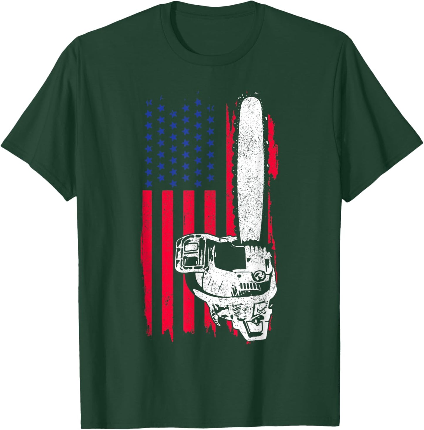 Lumberjack Logger Arborist Tree Cutter Chainsaw Patriotic T-Shirt - T-Shirt | Forest