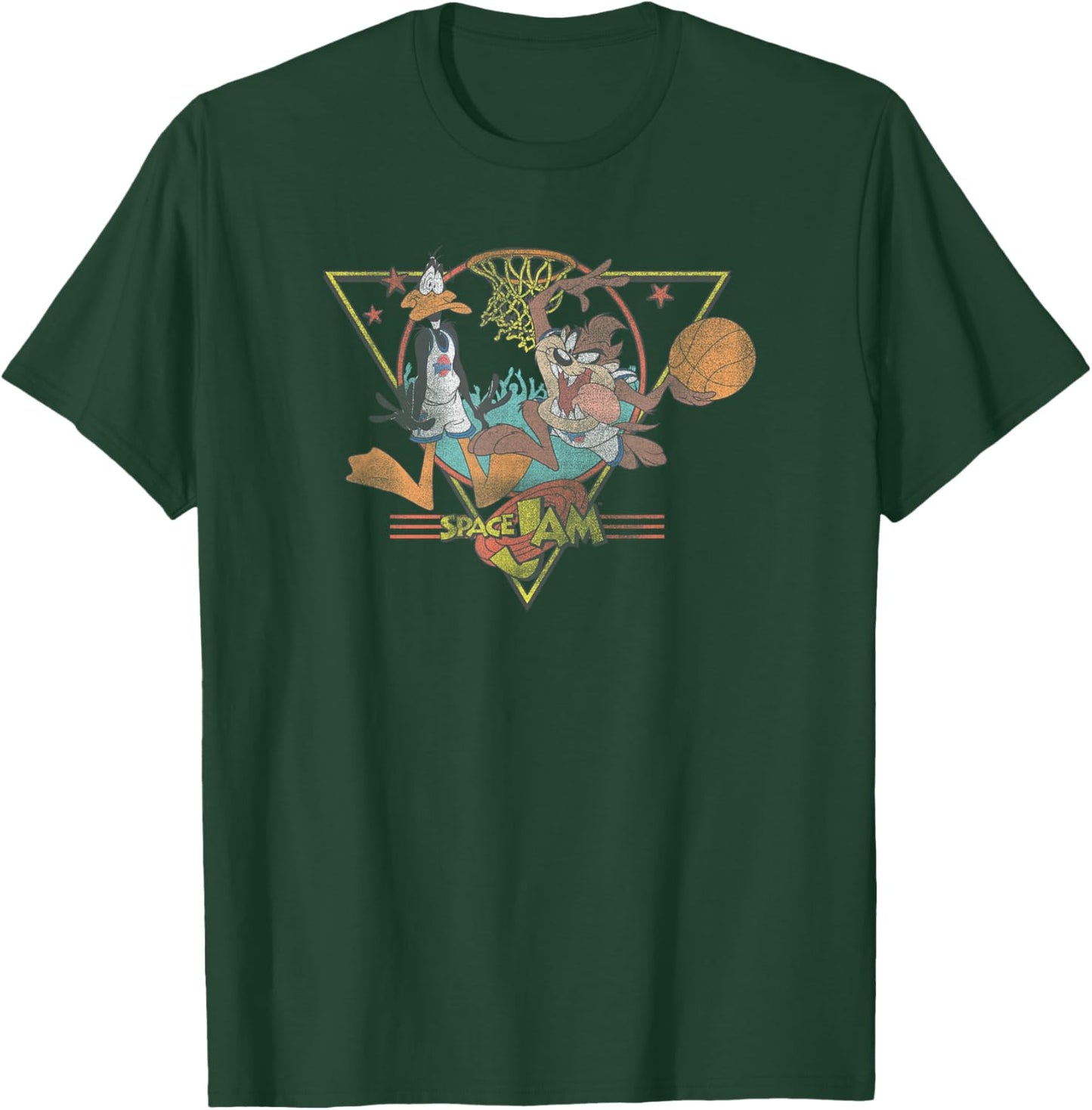 Space Jam Classic Taz and Daffy Vintage Basketball Logo T-Shirt - T-Shirt | Forest