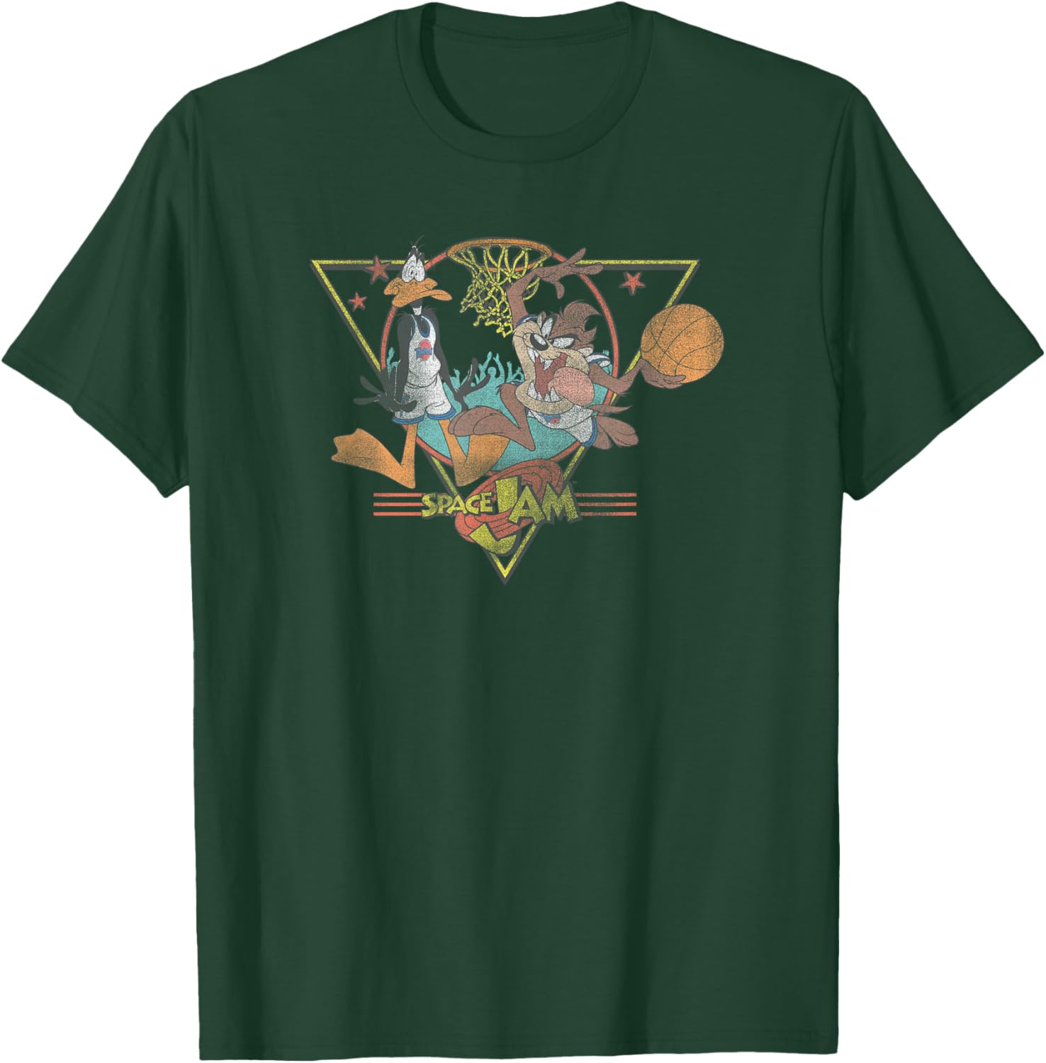 Space Jam Classic Taz and Daffy Vintage Basketball Logo T-Shirt - T-Shirt | Forest