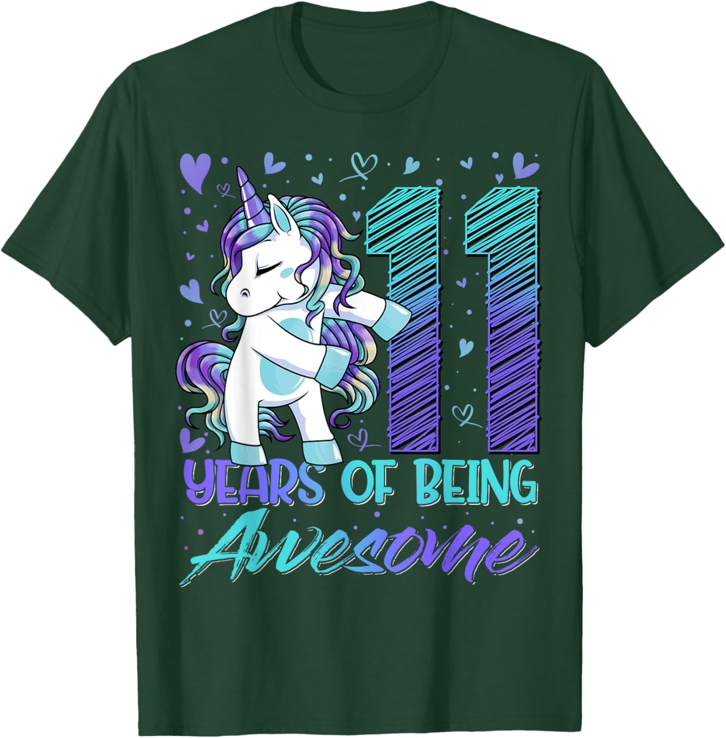 11 Year Old Gifts Unicorn Flossing 11th Birthday Girl Party T-Shirt - T-Shirt | Forest