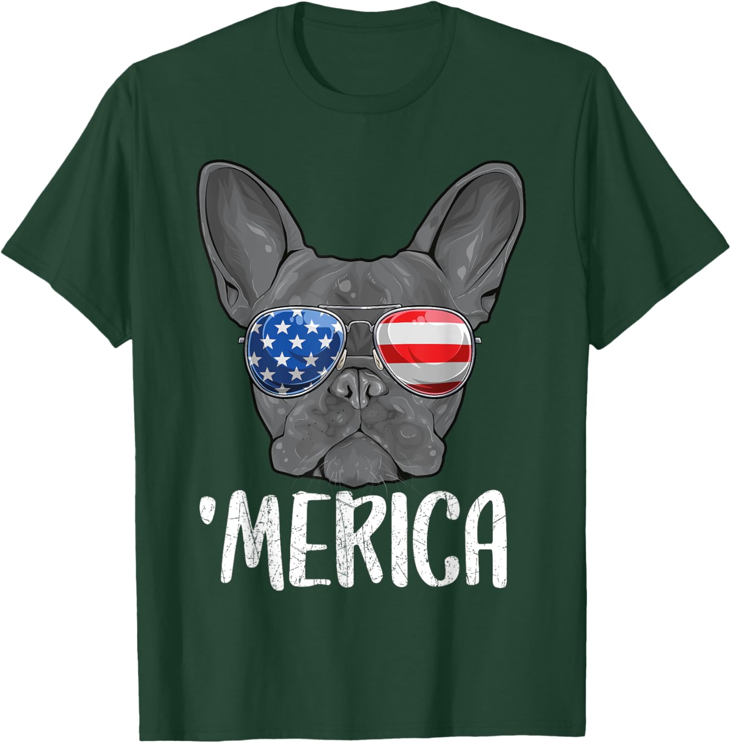 Merica French Bulldog Dog 4th of July American Flag Kids Men T-Shirt - T-Shirt | Forest