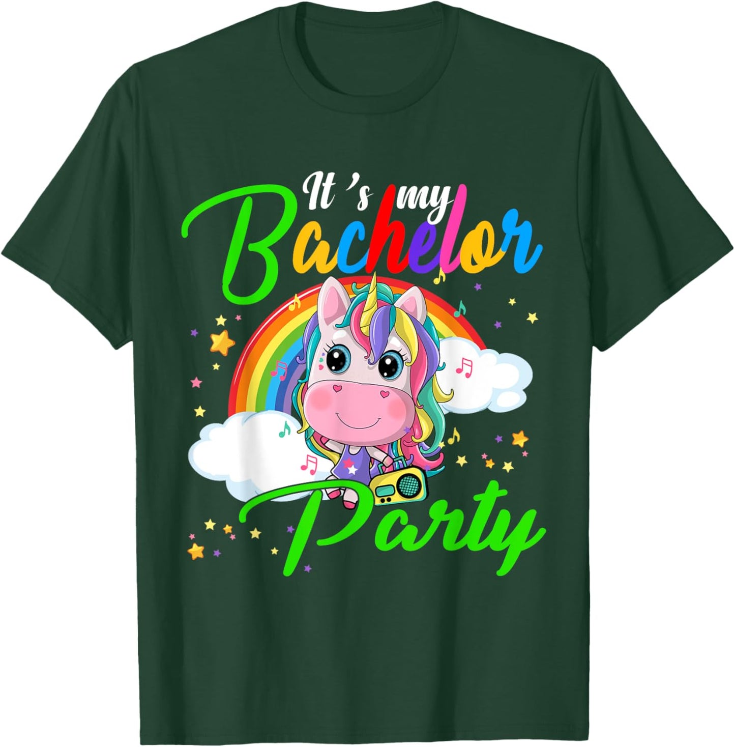 It's My Bachelor Party Funny Bachelor Party Unicorn Rainbow T-Shirt - T-Shirt | Forest