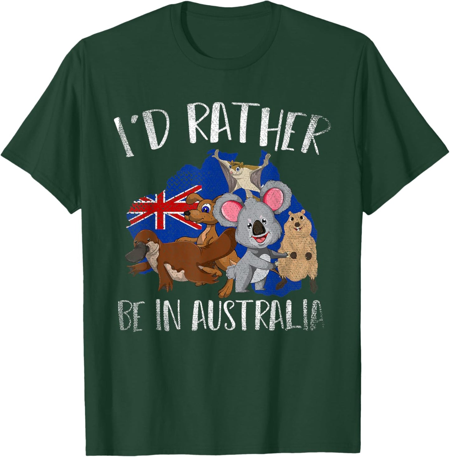 Id Rather Be In Australia Cute Aussie Zoo Animals Australia T-Shirt - T-Shirt | Forest