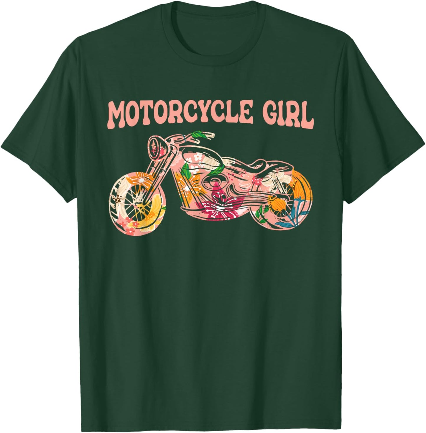 Motorcyclist Biker Girl - Motorcycle T-Shirt - T-Shirt | Forest