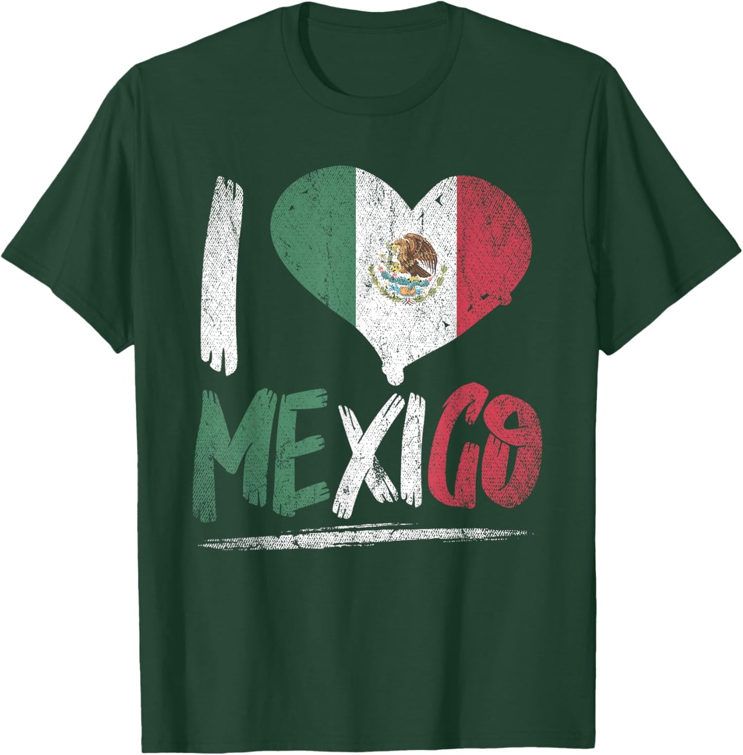 Proud Mexican Heritage Hispanic Culture Heart I Love Mexico T-Shirt - T-Shirt | Forest