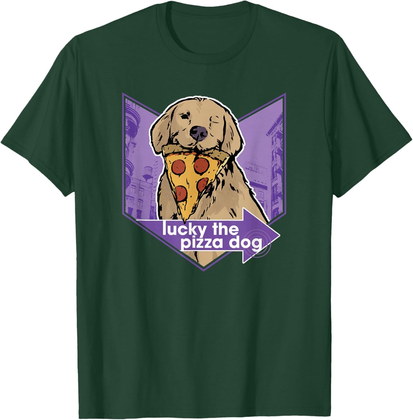Marvel Hawkeye Disney Plus Lucky The Pizza Dog Chevron T-Shirt - T-Shirt | Forest