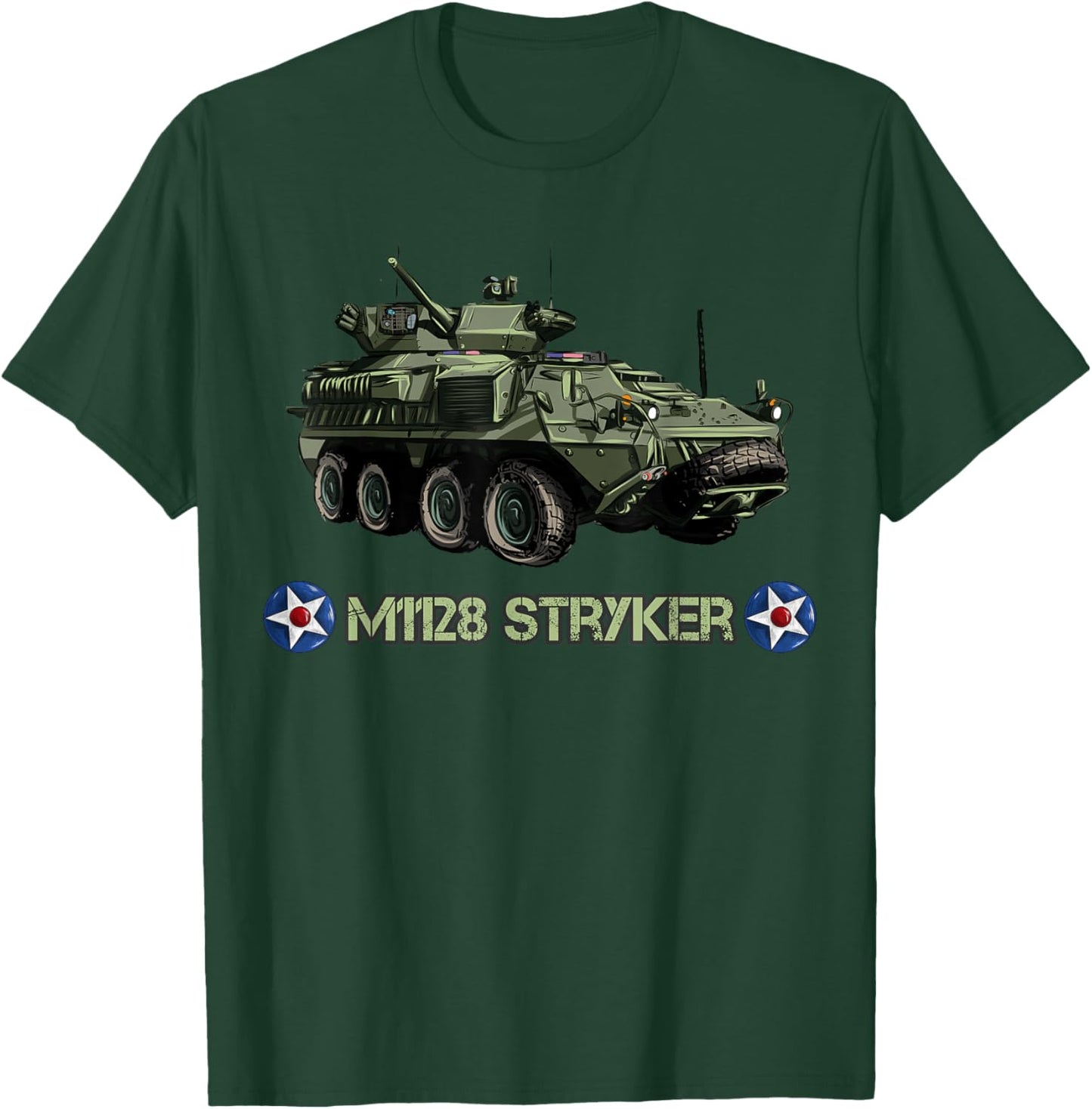 American Military Tank Vehicle M1128 Stryker T-Shirt - T-Shirt | Forest