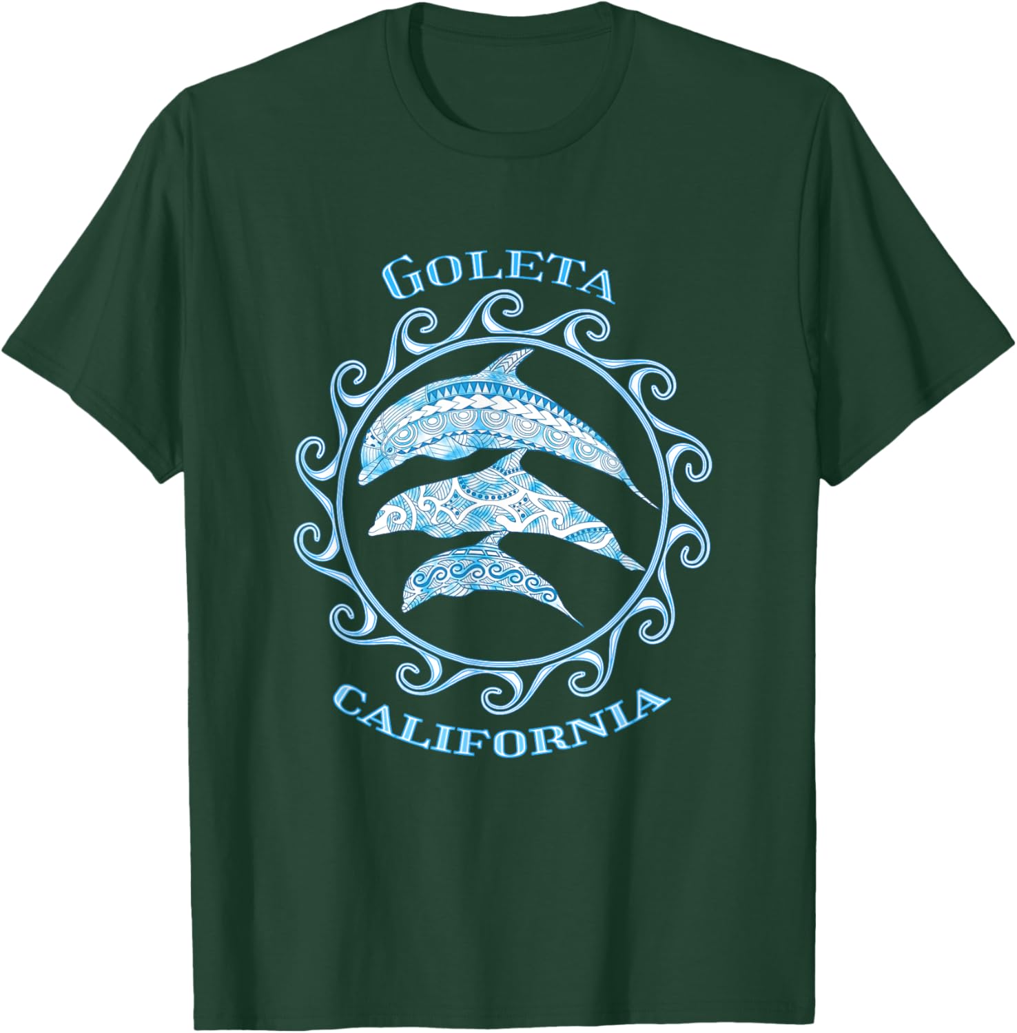 Goleta California Tribal Dolphins Ocean Animals T-Shirt - T-Shirt | Forest