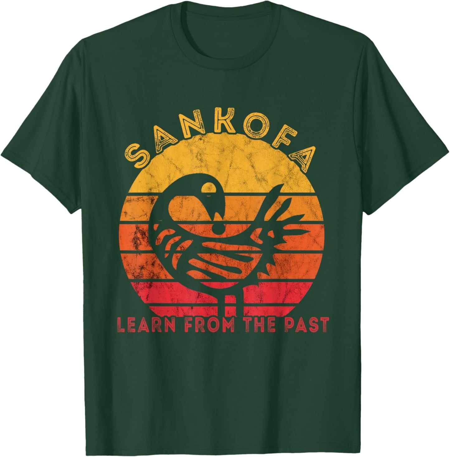 Sankofa Retro Vintage Learn From The Past African Bird T-Shirt - T-Shirt | Forest