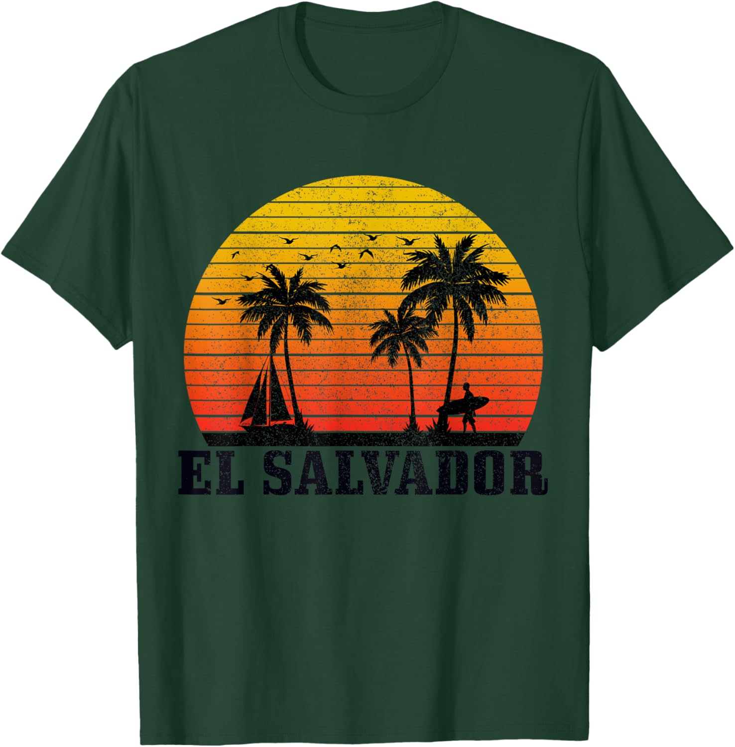 El Salvador Surfer Vintage Caribbean Souvenir T-Shirt - T-Shirt | Forest