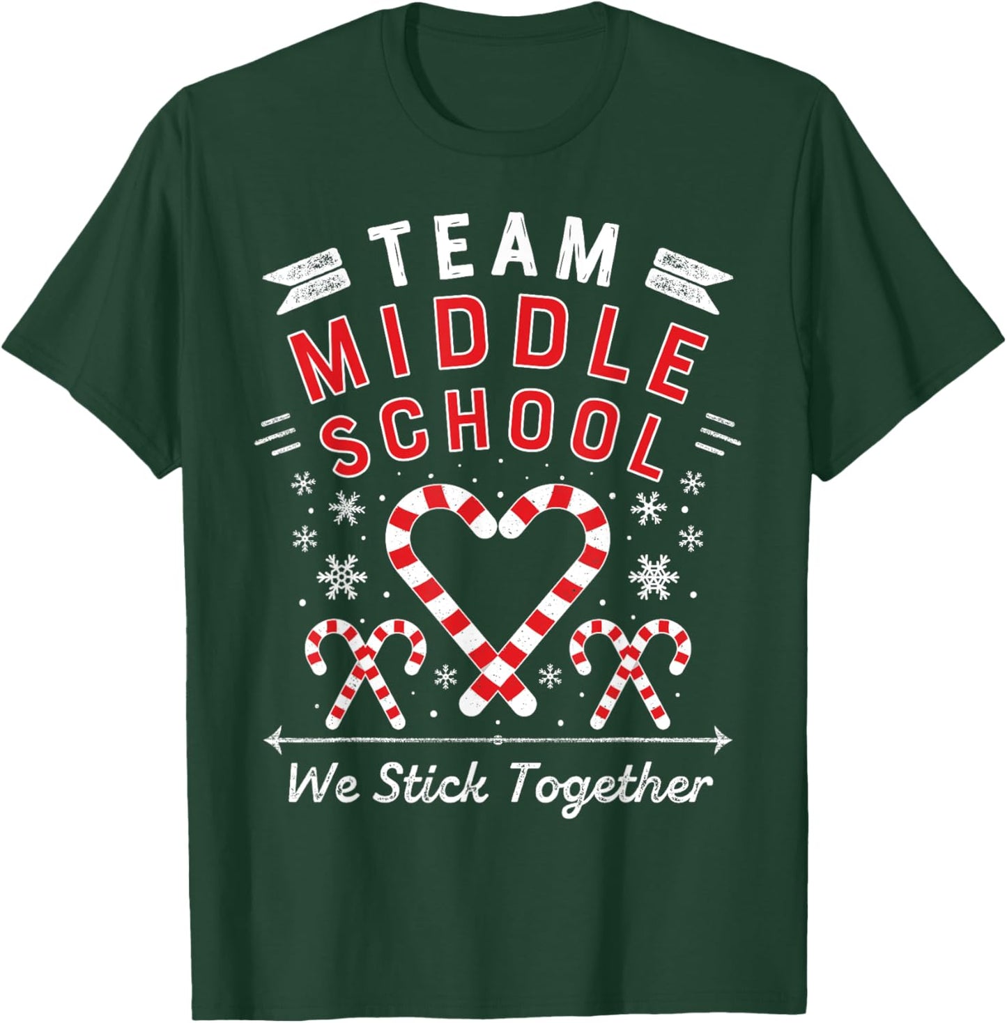 Christmas Candy Cane Heart | Student & Middle School Teacher Women Kids T-Shirt - T-Shirt | Forest