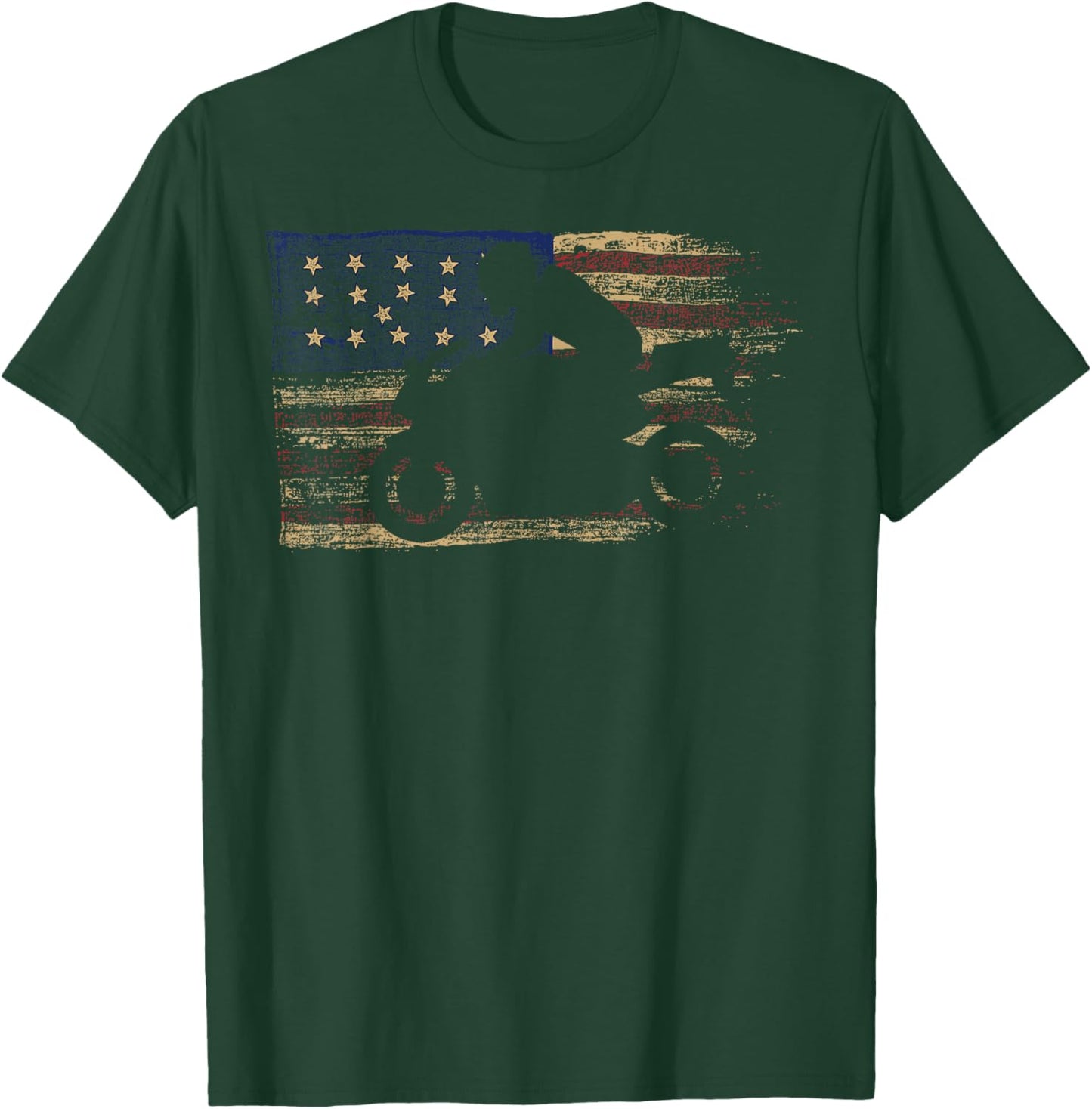 American Flag Motorcycle Biker Racing Machine T-Shirt - T-Shirt | Forest