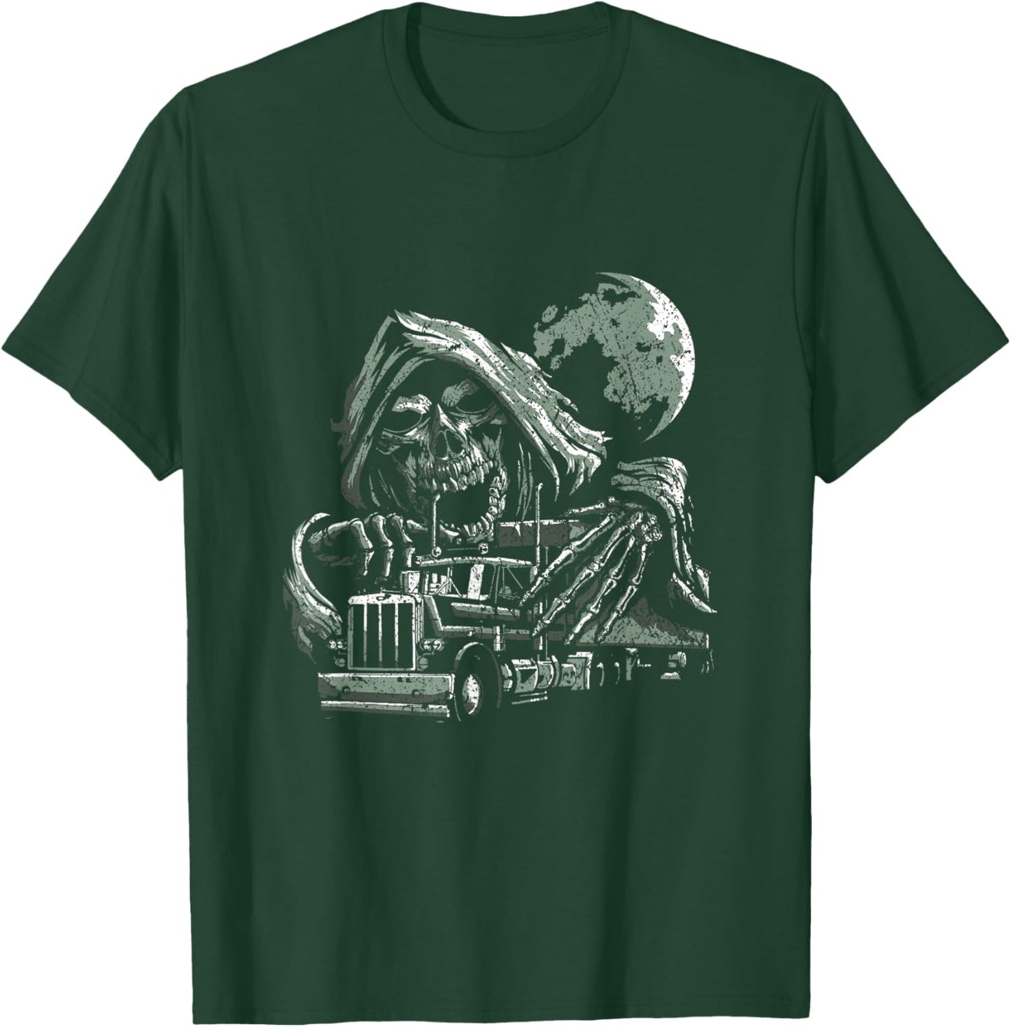 Reaper Skull Skeleton Truck Driver Trucker T-Shirt - T-Shirt | Forest