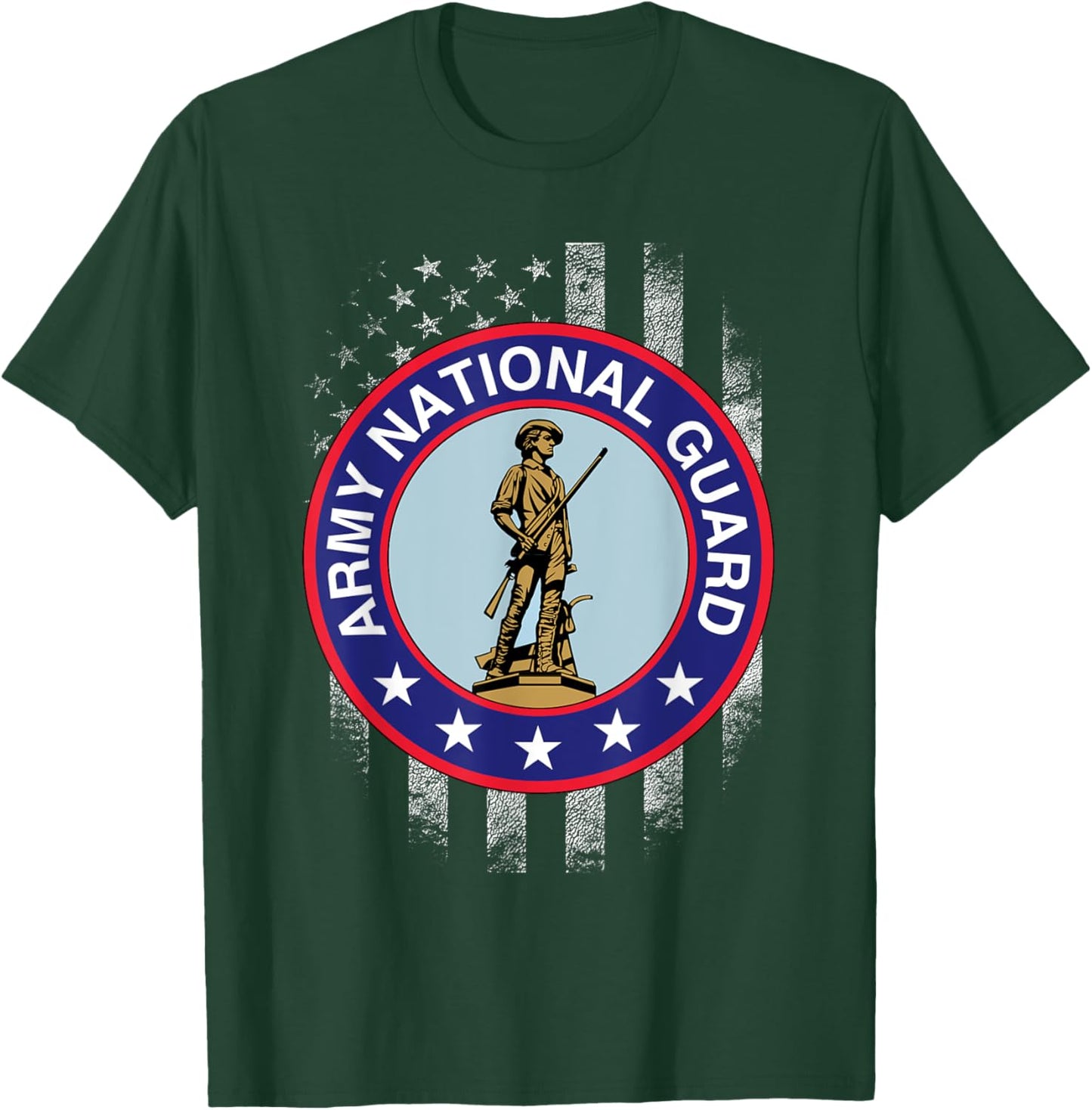 Proud Army National Guard USA Heart Flag Shirt US Veteran T-Shirt - T-Shirt | Forest