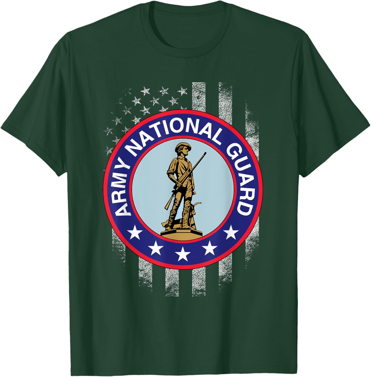 Proud Army National Guard USA Heart Flag Shirt US Veteran T-Shirt - T-Shirt | Forest