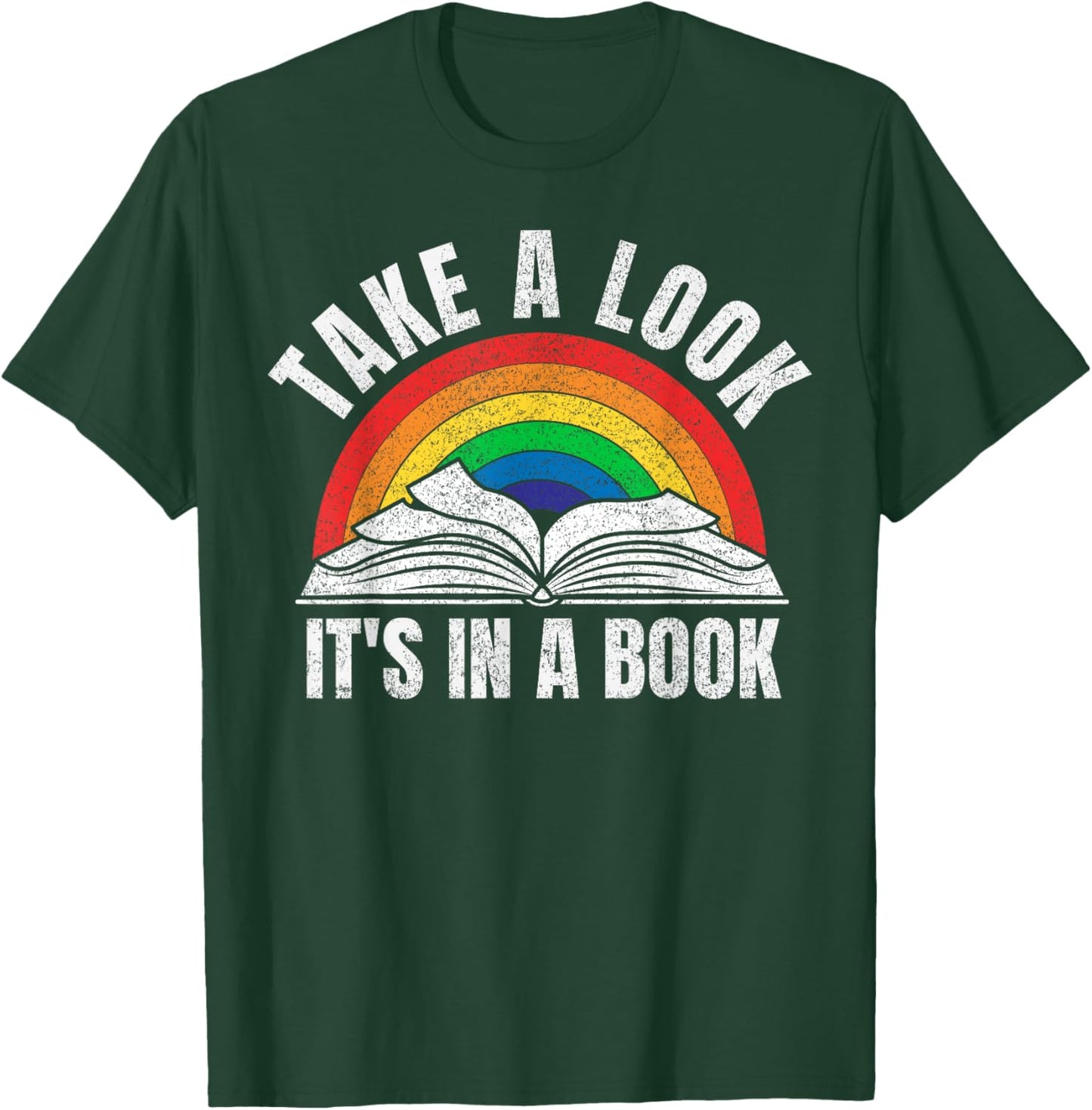 Vintage Retro Rainbow take a Look It's in a Book Reading Art Small T-Shirt - T-Shirt | Forest
