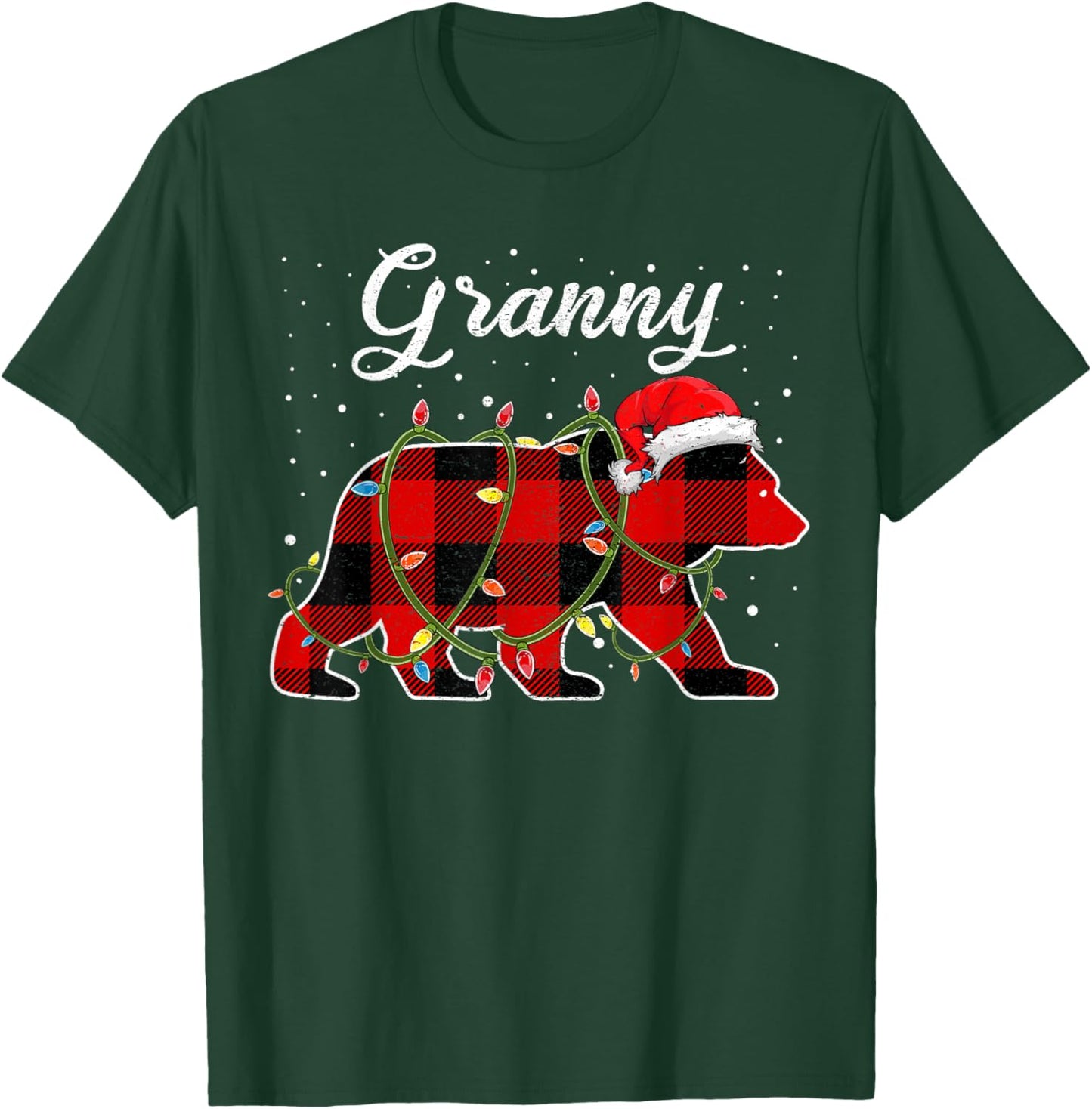 Granny Bear Shirt, Red Buffalo Plaid Grandma Bear Pajama T-Shirt - T-Shirt | Forest
