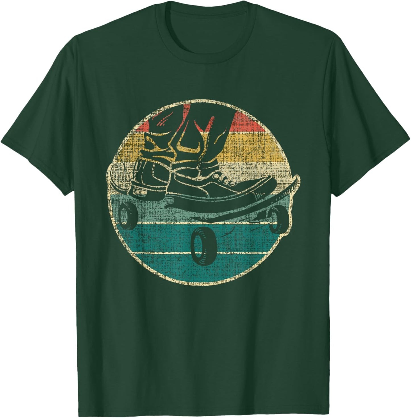 Retro Skateboarder Skateboard Skateboarding Skater T-Shirt - T-Shirt | Forest