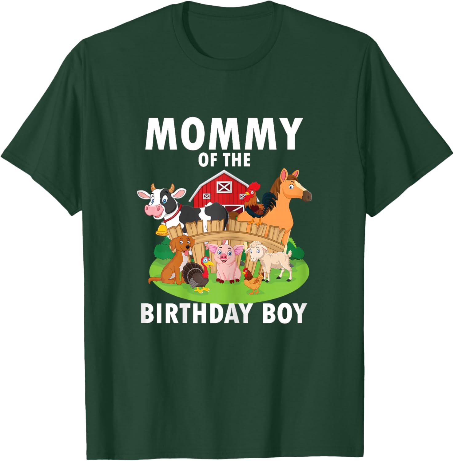 Mommy Of The Birthday Boy Farm Animals Matching Farm Theme T-Shirt - T-Shirt | Forest