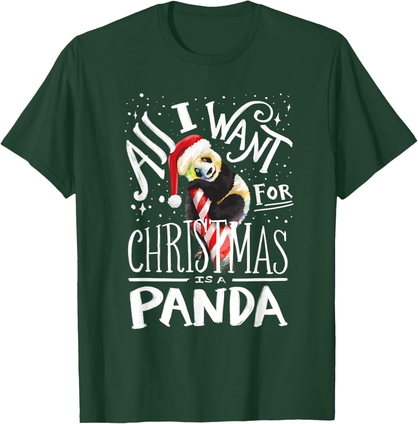 Panda Christmas Santa Hat Xmas Panda Lover T-Shirt - T-Shirt | Forest