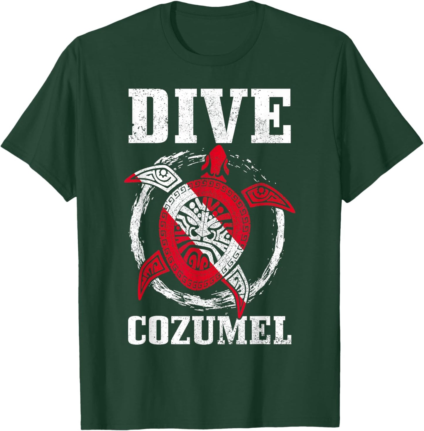 Cozumel Mexico Sea Turtle Diving Flag T-Shirt - T-Shirt | Forest