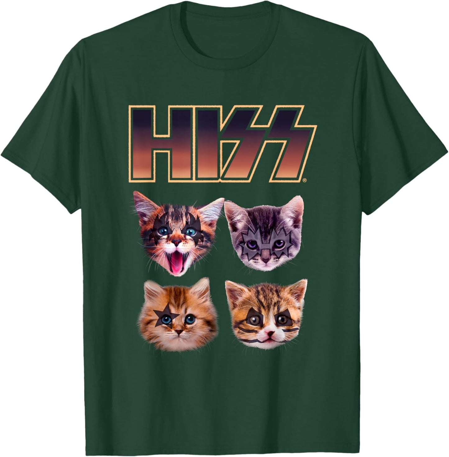 HISS Cat Funny Cats Lover Kittens Rock Music Cat Hiss Men Women Kids T-Shirt - T-Shirt | Forest