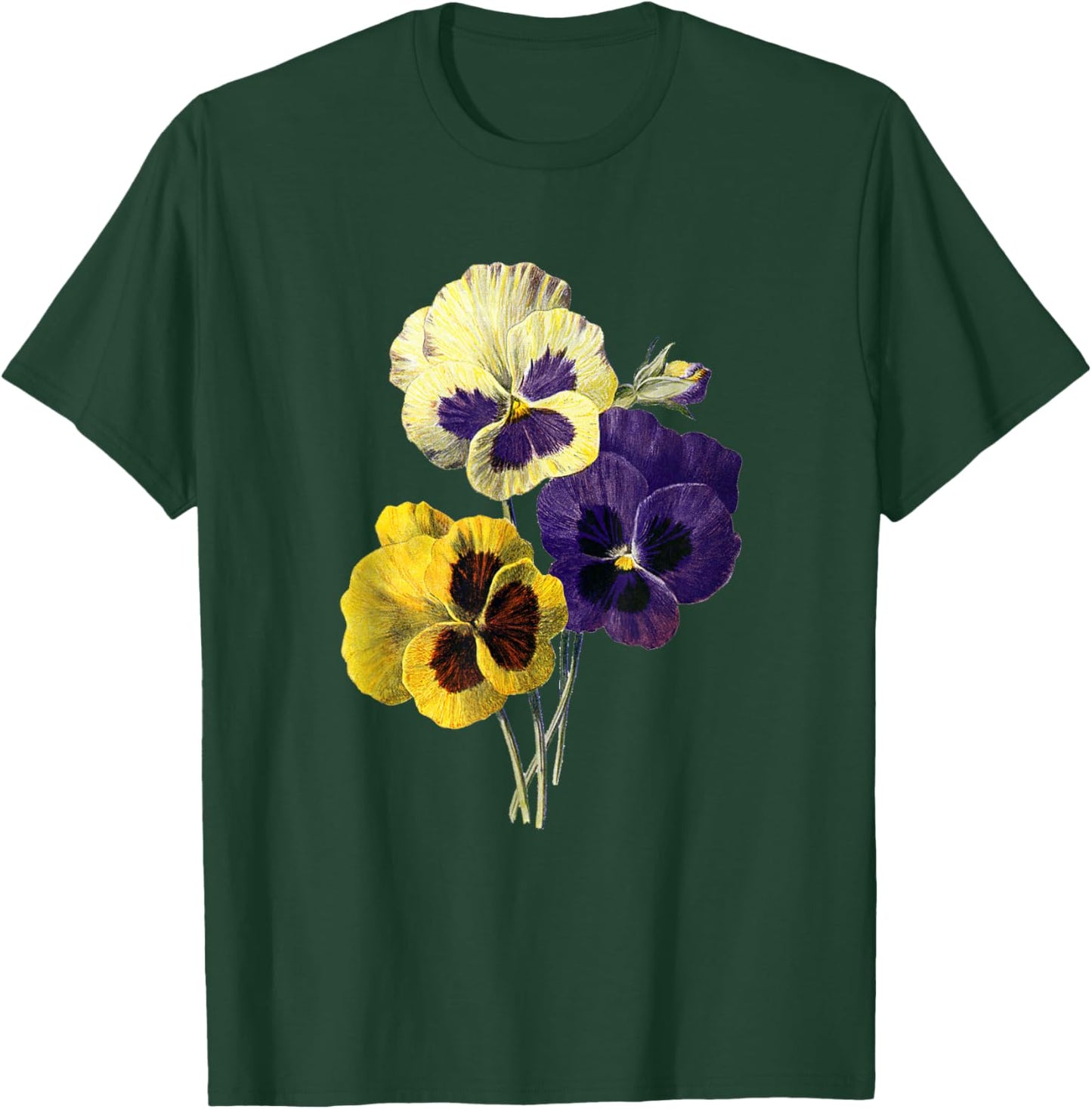 Vintage Pansies Flowers Gardening Gardener Pansy Lover Gift T-Shirt - T-Shirt | Forest