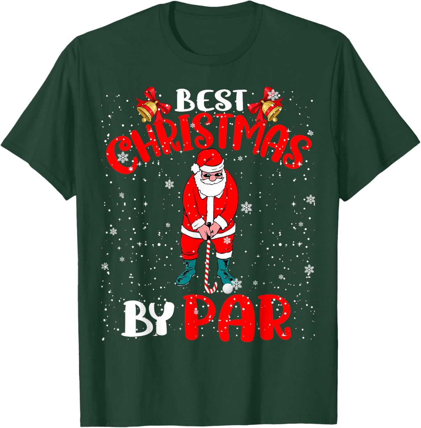 Best Christmas By Par Funny Christmas Santa Golf Player T-Shirt - T-Shirt | Forest