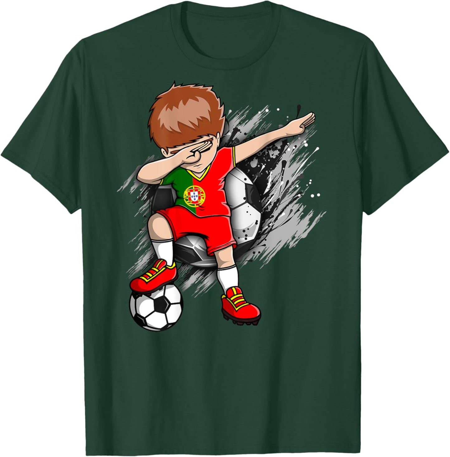 Dabbing Soccer Boy Portugal Jersey Portuguese Football Lover T-Shirt - T-Shirt | Forest