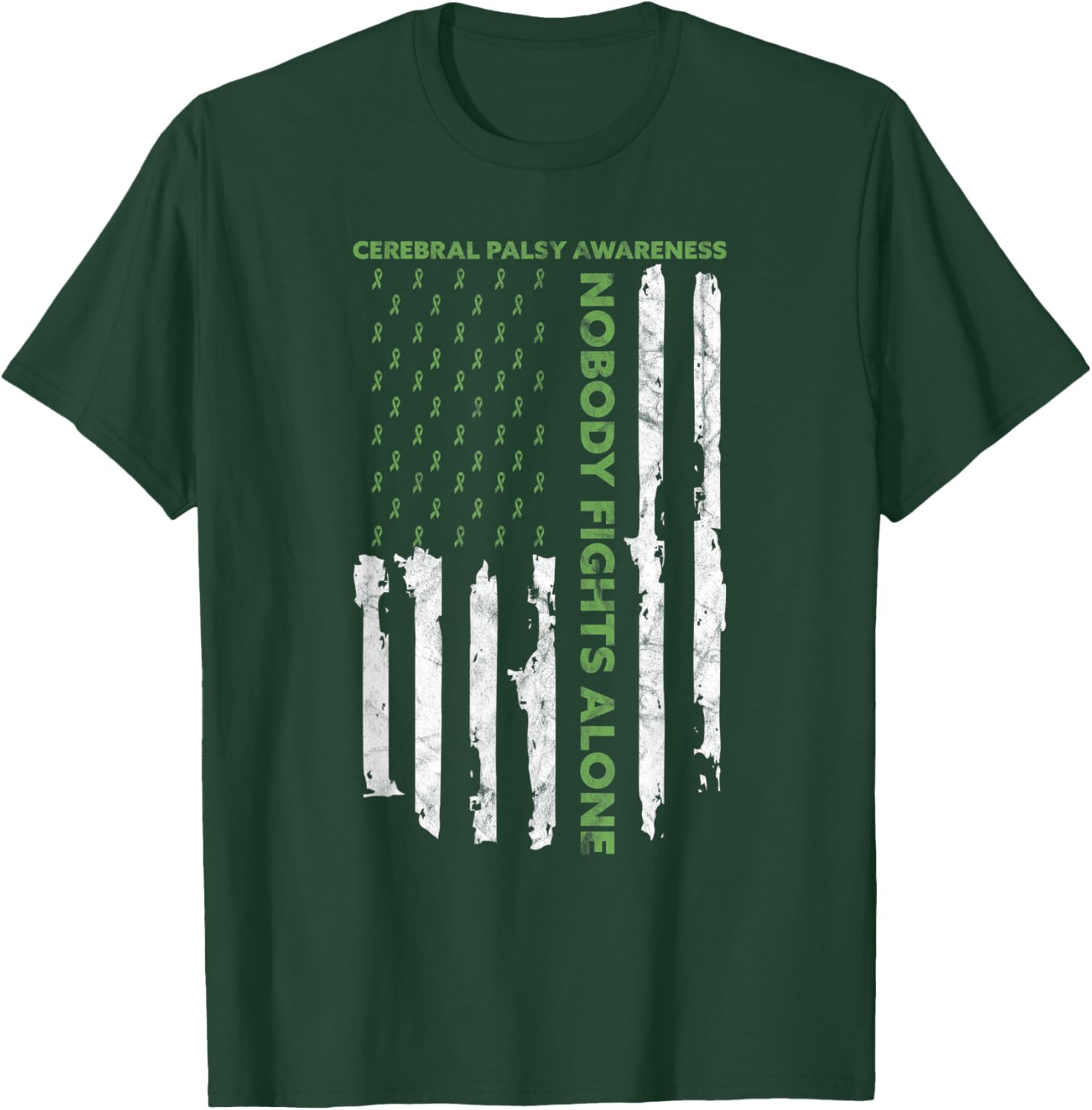 Fight Cerebral Palsy Awareness Month American Flag CP T-Shirt - T-Shirt | Forest