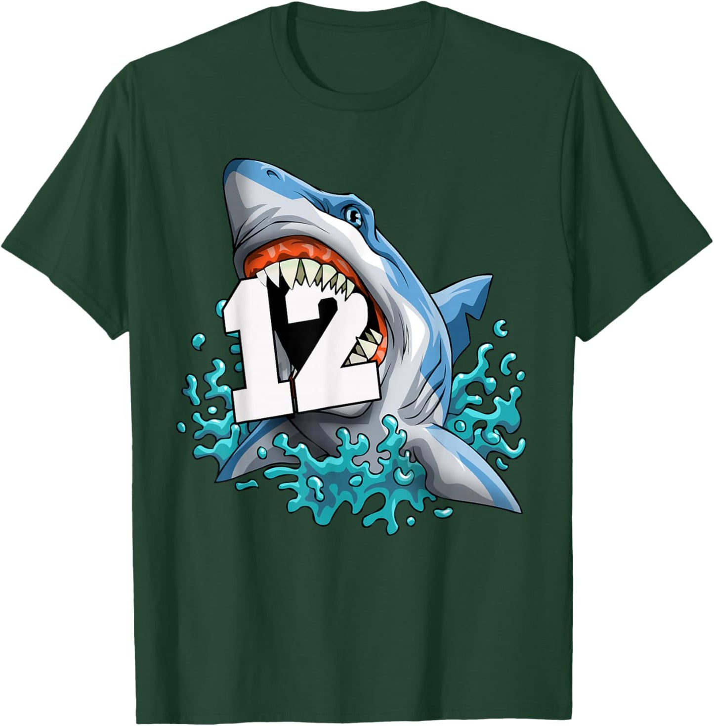 Kids Shark 12th Birthday Boy Funny Shark 12 yrs Old Birthday T-Shirt - T-Shirt | Forest