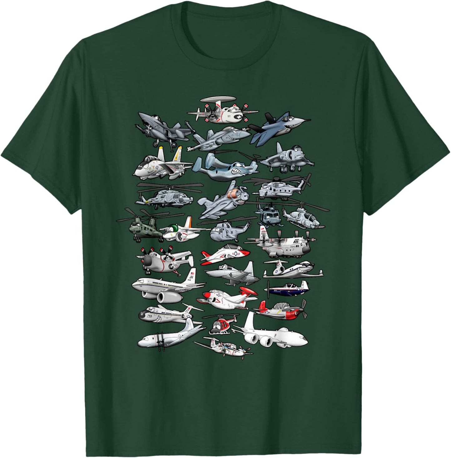 Funny Cartoon Military Airplanes for Kids Boys Girls Adults T-Shirt - T-Shirt | Forest