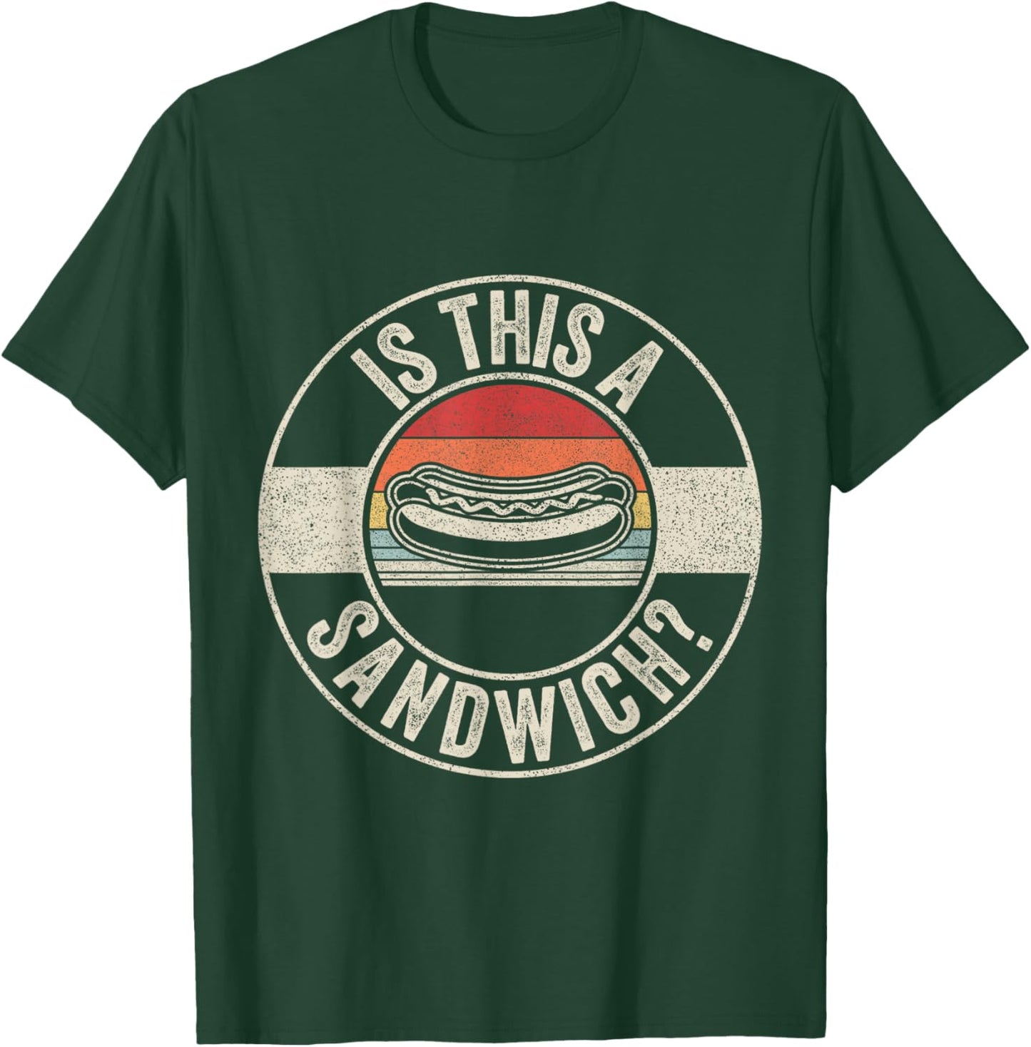 Retro Vintage Hot Dog Is This A Sandwich? Women Girls Kids T-Shirt - T-Shirt | Forest
