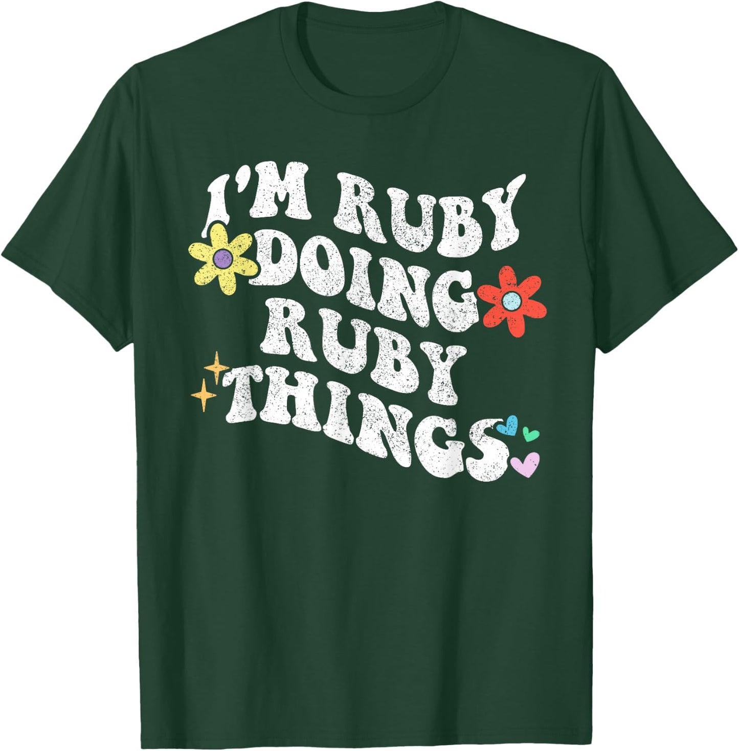 Retro Groovy Im RUBY Doing RUBY Things Funny Mother's Day T-Shirt - T-Shirt | Forest