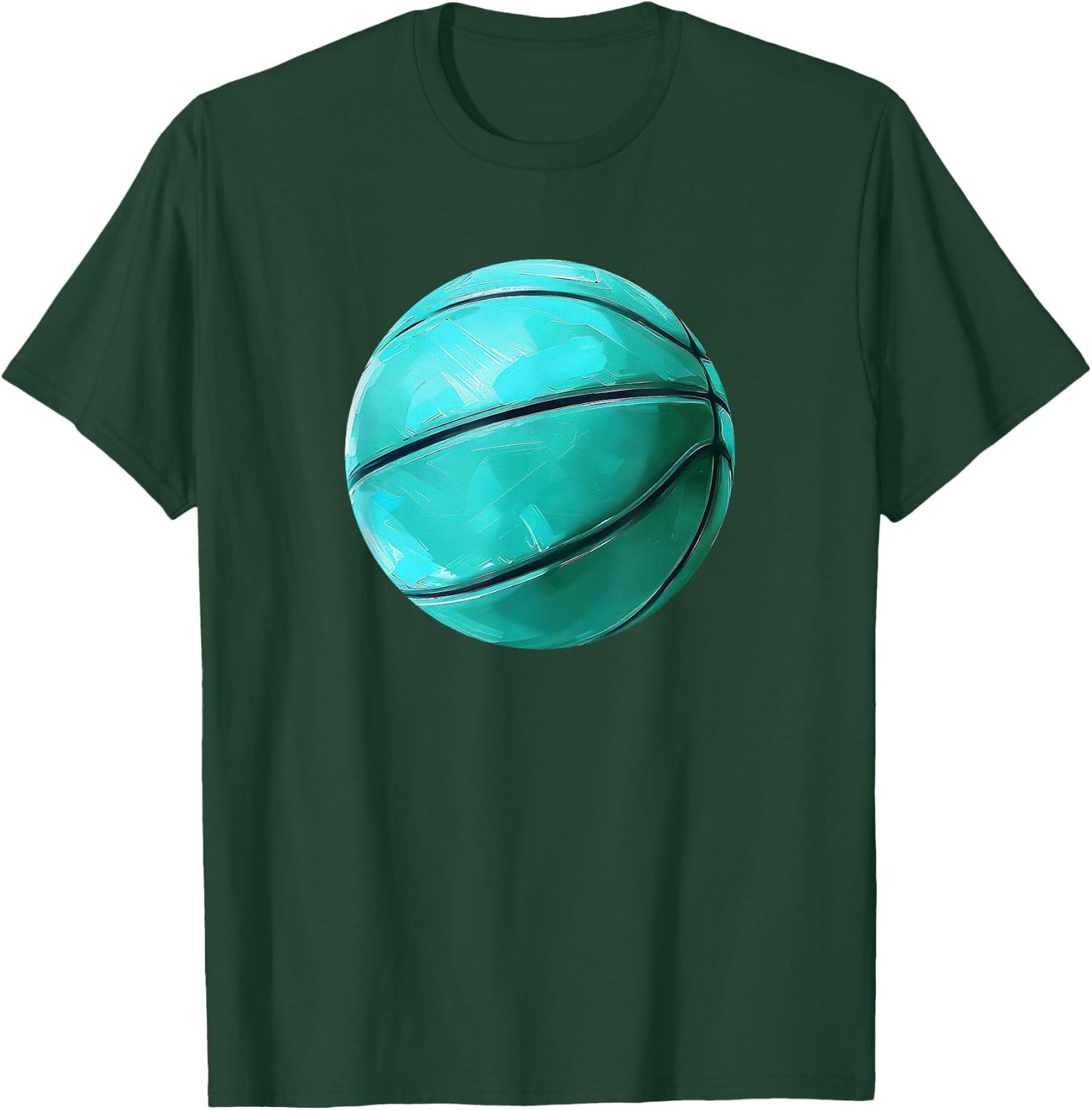 Basketball Ball Sports Teal Turquoise Black T-Shirt - T-Shirt | Forest